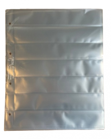 FUNDAS POLIESTER 75 MIC P/CAJA ANILLAS 7 BANDAS. 42x230mm NEGATIVOS (PACK 25)