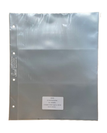 FUNDAS POLIESTER 75 MIC P/CAJA ANILLAS 3 BANDAS. 102x230mm (PACK 25)